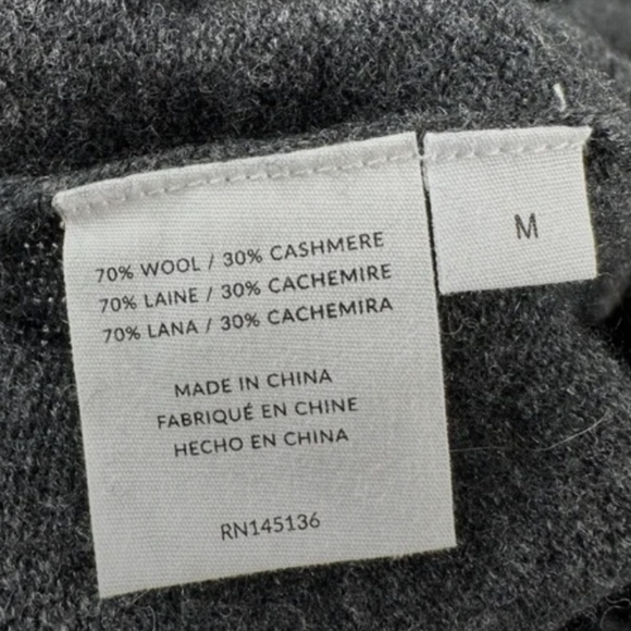 Naadam Sweater Womens Medium Charcoal Gray Wool Cashmere Side Button Cre… - Picture 3 of 3